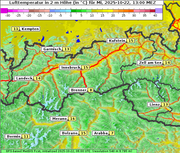 Temperatur, 22. 10. 2025