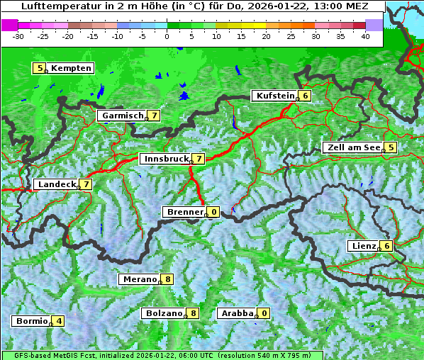 Temperatur, 22. 1. 2026