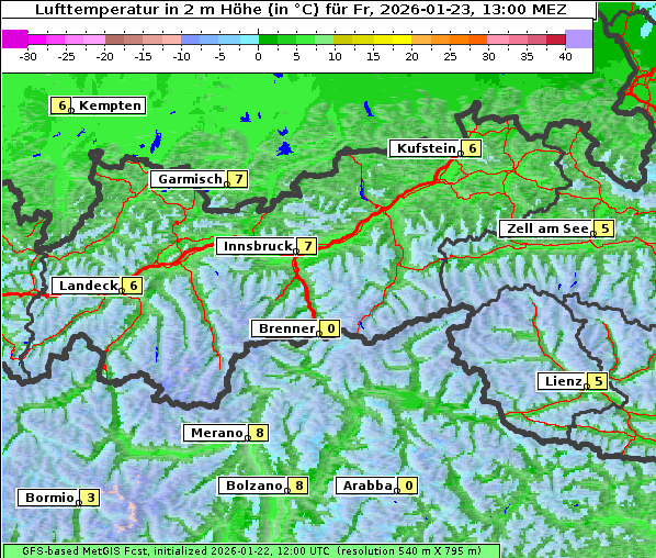 Temperatur, 23. 1. 2026