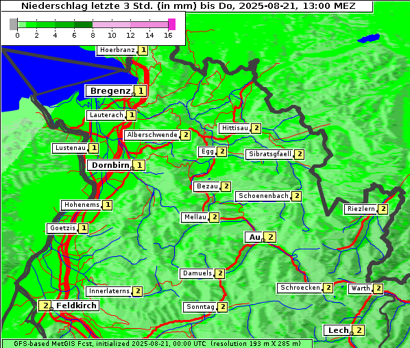 Niederschlag, 21. 8. 2025