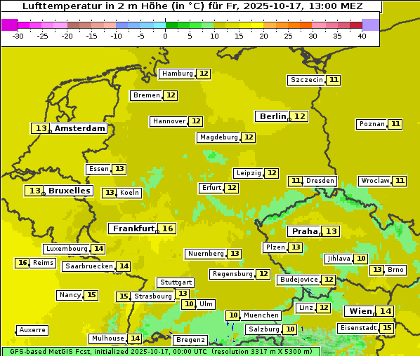 Temperatur, 17. 10. 2025