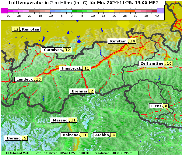 Temperatur, 25. 11. 2024