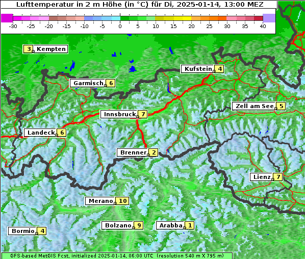 Temperatur, 14. 1. 2025