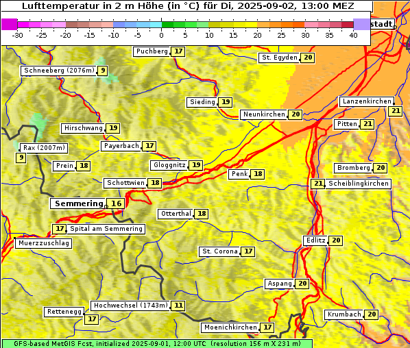 Temperatur, 2. 9. 2025