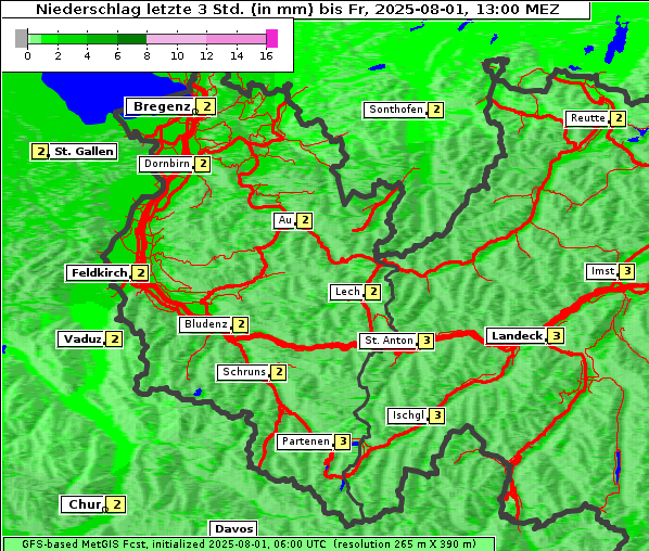 Niederschlag, 1. 8. 2025