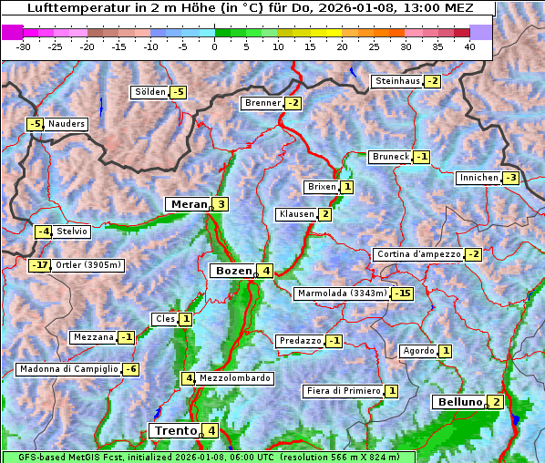 Temperatur, 8. 1. 2026