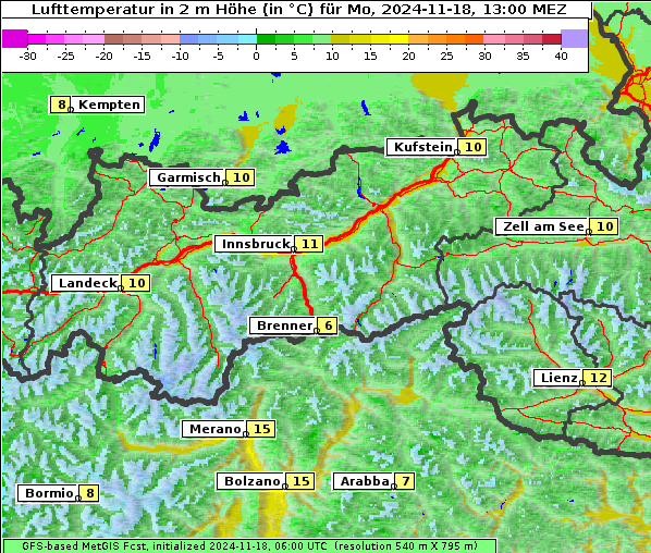 Temperatur, 18. 11. 2024