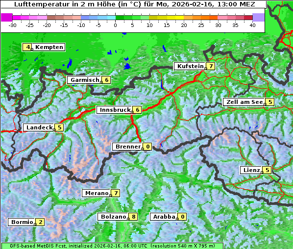 Temperatur, 16. 2. 2026