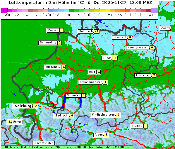 Temperatur, 27. 11. 2025