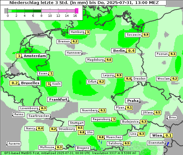 Niederschlag, 31. 7. 2025