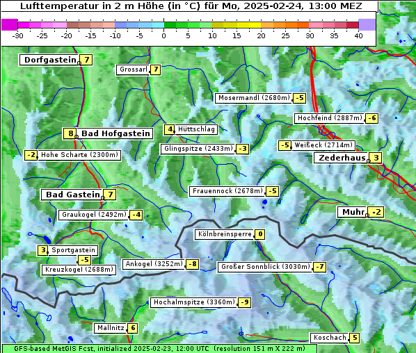 Temperatur, 24. 2. 2025