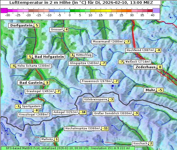 Temperatur, 10. 2. 2026