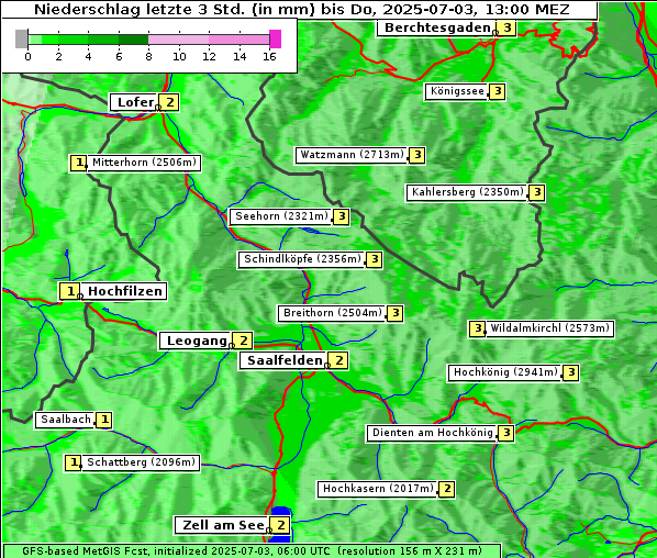 Niederschlag, 3. 7. 2025