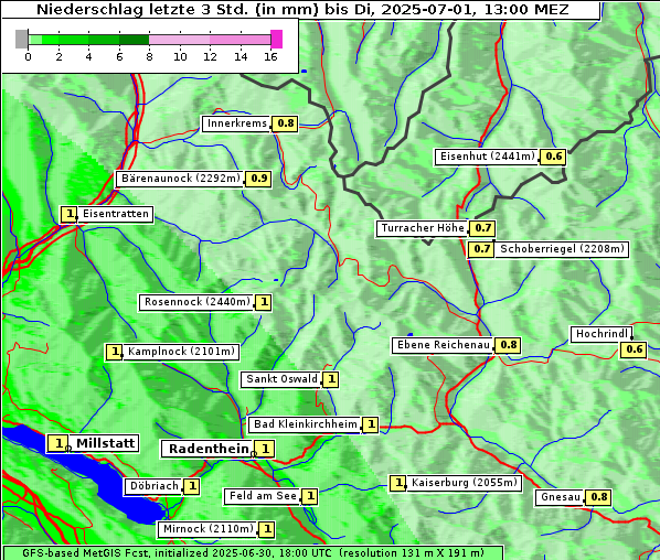 Niederschlag, 1. 7. 2025