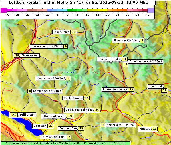 Temperatur, 23. 8. 2025
