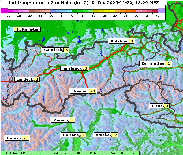 Temperatur, 20. 11. 2025