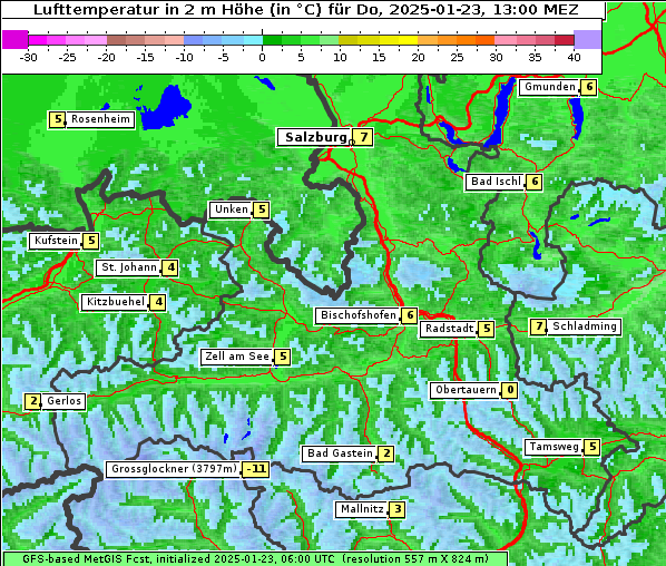 Temperatur, 23. 1. 2025