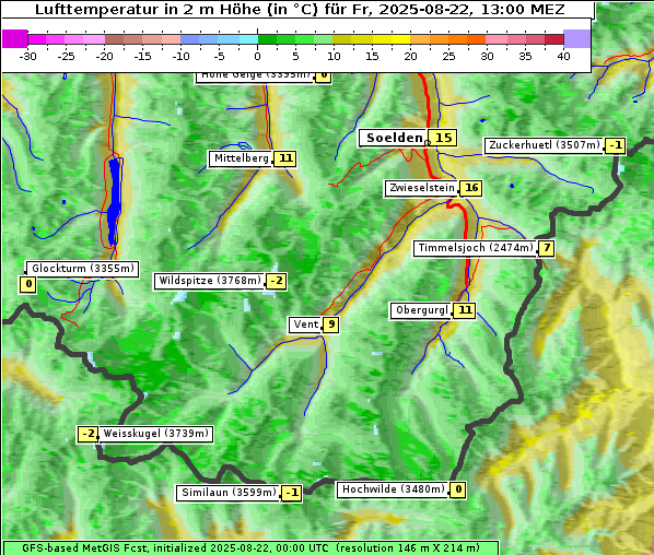 Temperatur, 22. 8. 2025