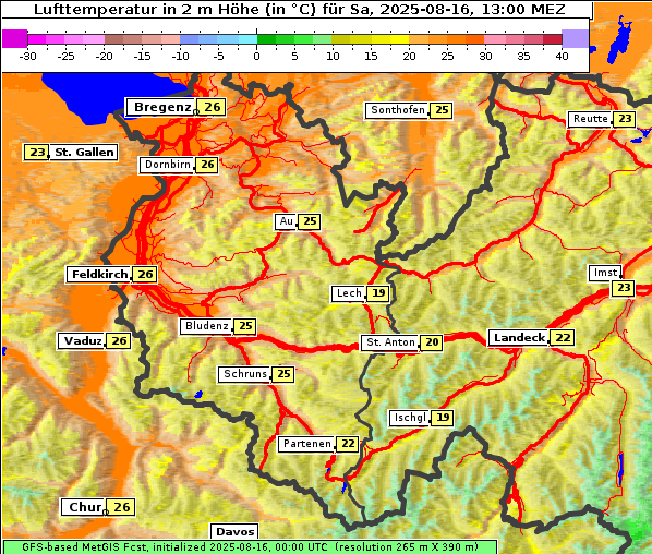 Temperatur, 16. 8. 2025