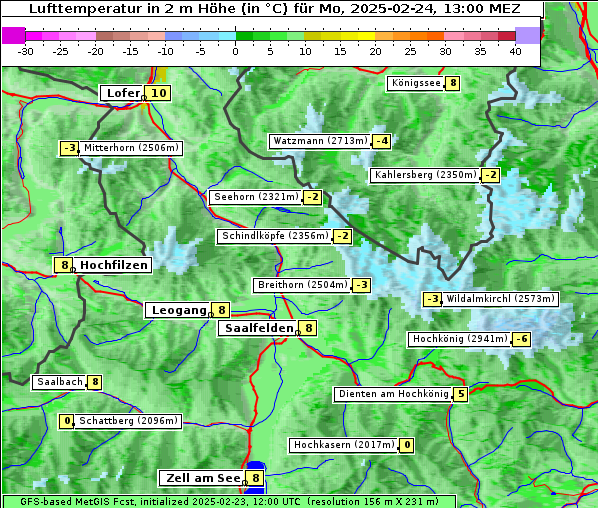 Temperatur, 24. 2. 2025