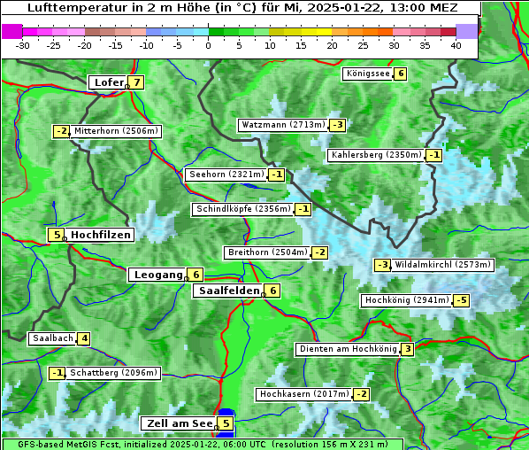 Temperatur, 22. 1. 2025