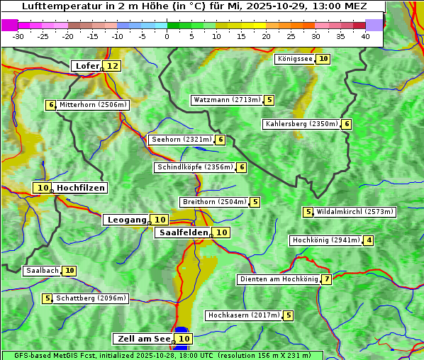 Temperatur, 29. 10. 2025