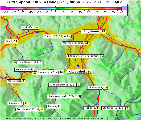 Temperatur, 21. 12. 2025