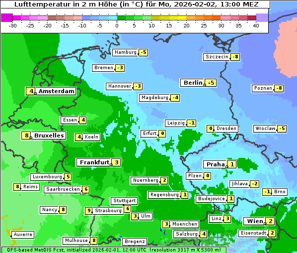 Temperatur, 2. 2. 2026