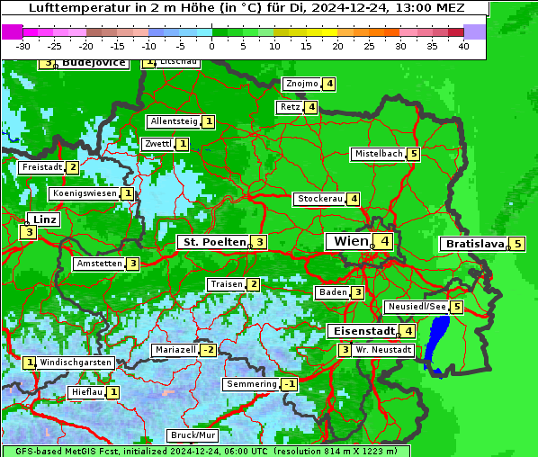 Temperatur, 24. 12. 2024