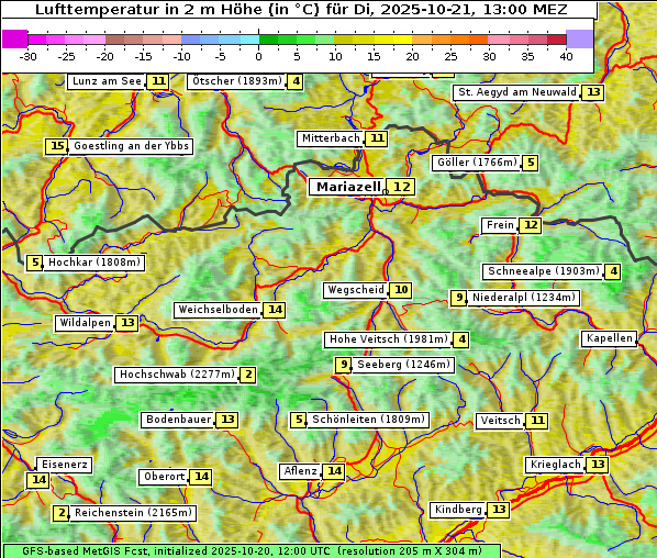 Temperatur, 21. 10. 2025