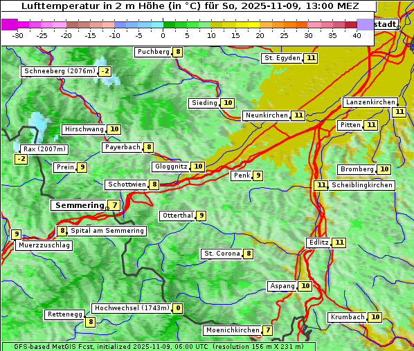 Temperatur, 9. 11. 2025