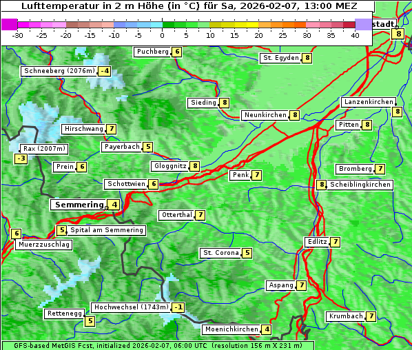 Temperatur, 7. 2. 2026