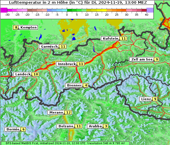 Temperatur, 19. 11. 2024