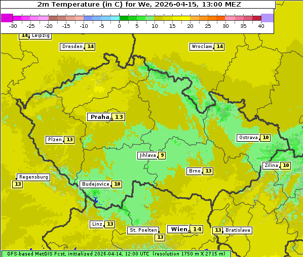 Temperatur, 15. 4. 2026