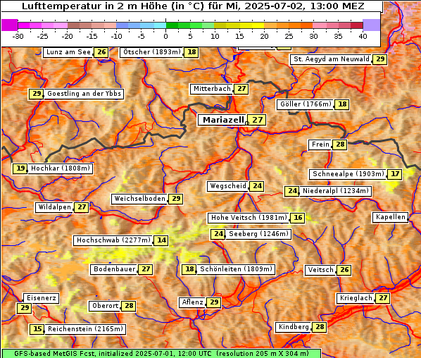 Temperatur, 2. 7. 2025