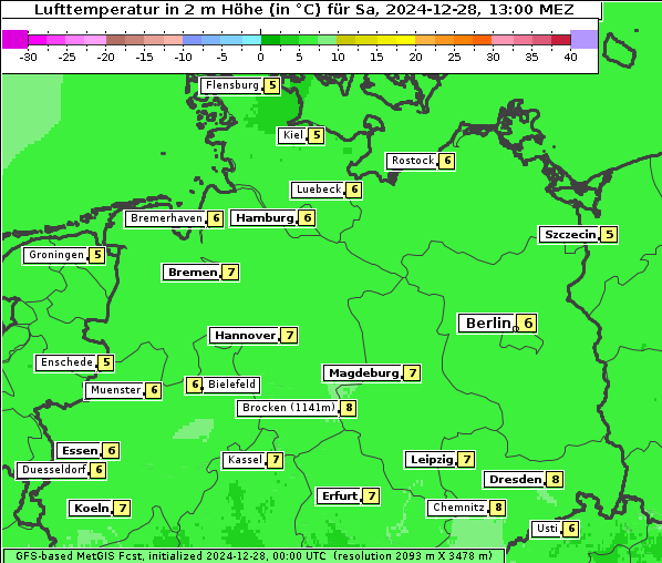 Temperatur, 28. 12. 2024