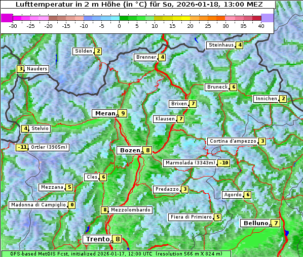 Temperatur, 18. 1. 2026