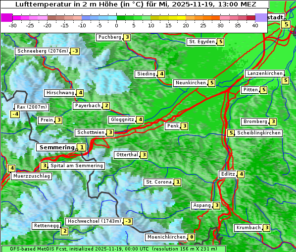 Temperatur, 19. 11. 2025