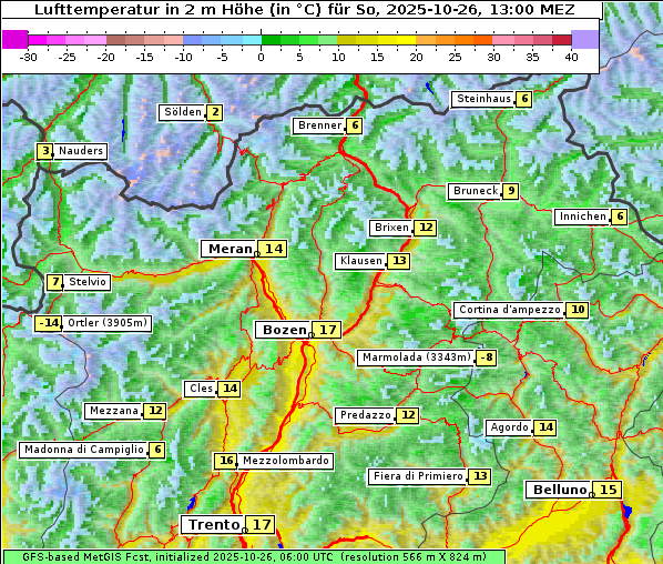 Temperatur, 26. 10. 2025