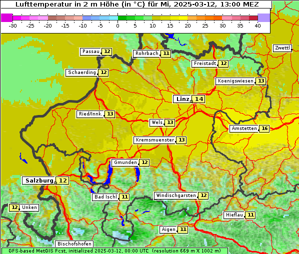 Temperatur, 12. 3. 2025