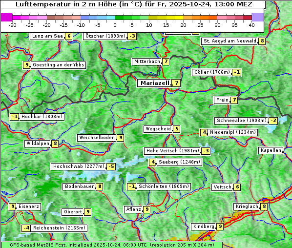 Temperatur, 24. 10. 2025