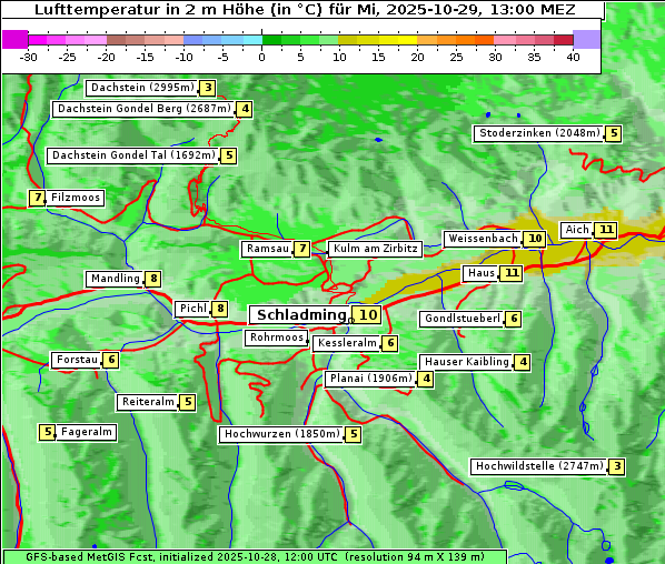 Temperatur, 29. 10. 2025