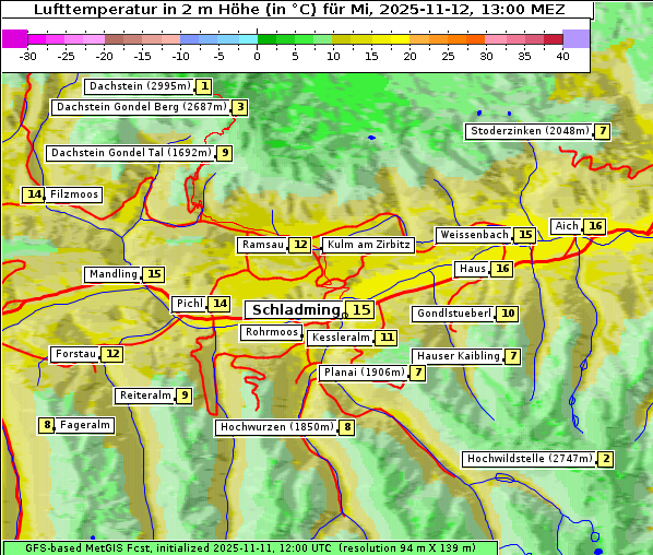 Temperatur, 12. 11. 2025