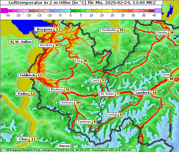 Temperatur, 24. 2. 2025