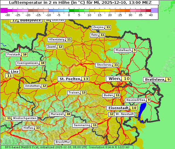 Temperatur, 10. 12. 2025