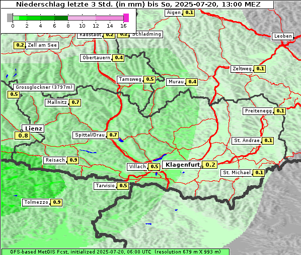 Niederschlag, 20. 7. 2025