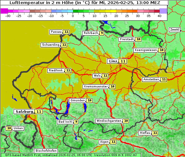 Temperatur, 25. 2. 2026