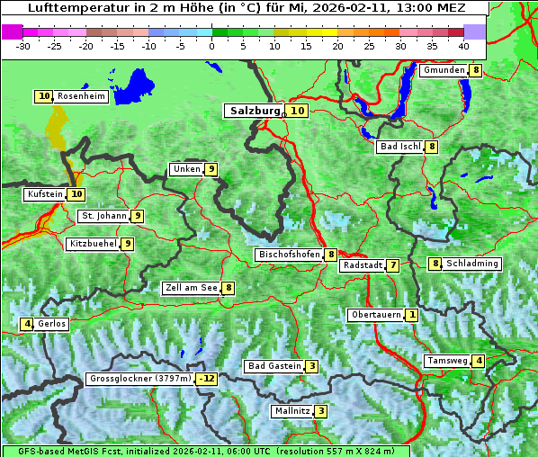 Temperatur, 11. 2. 2026