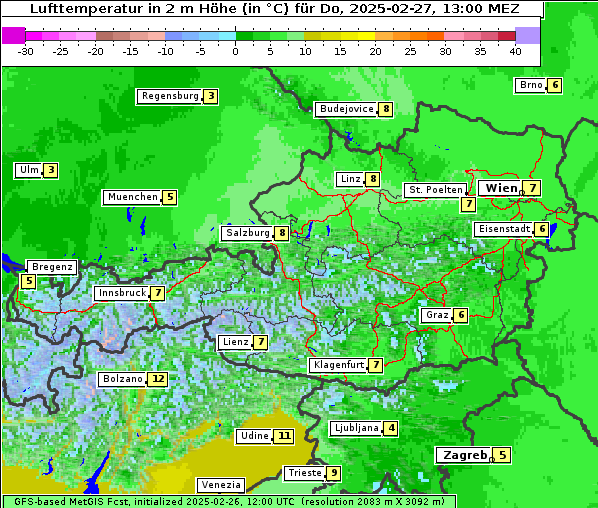 Temperatur, 27. 2. 2025