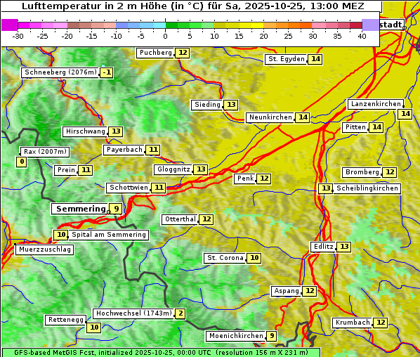 Temperatur, 25. 10. 2025